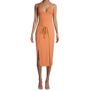 Avec Les Filles Ribbed Wrap Dress - Sunset
